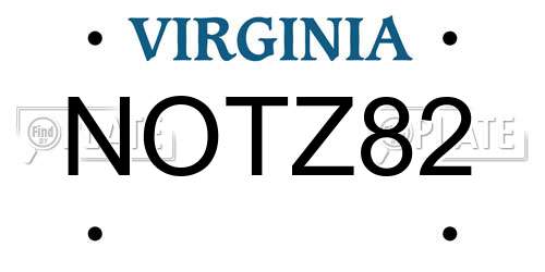 NOTZ82 Virginia License Plate