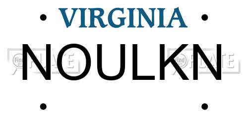 NOULKN Virginia License Plate
