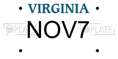 NOV7 Virginia License Plate