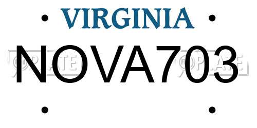 NOVA703 Virginia License Plate