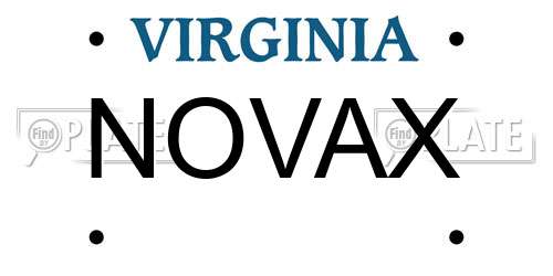NOVAX Virginia License Plate