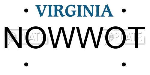 NOWWOT Virginia License Plate