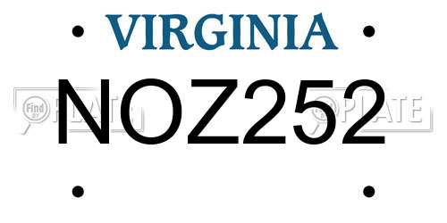 NOZ252 Virginia License Plate
