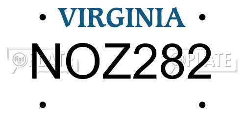 NOZ282 Virginia License Plate