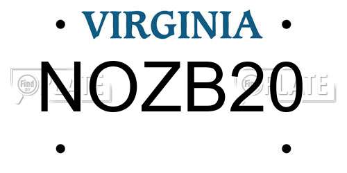 NOZB20 Virginia License Plate