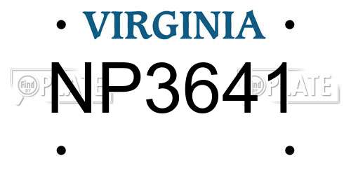 NP3641 Virginia License Plate