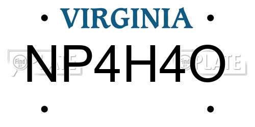 NP4H4O Virginia License Plate