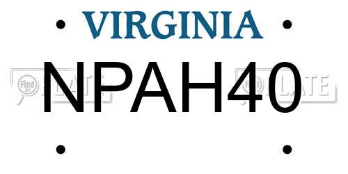 NPAH40 Virginia License Plate