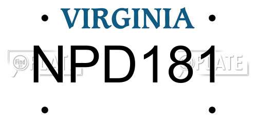 NPD181 Virginia License Plate