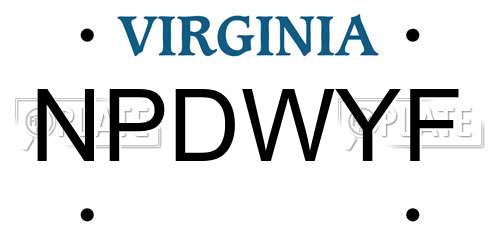 NPDWYF Virginia License Plate