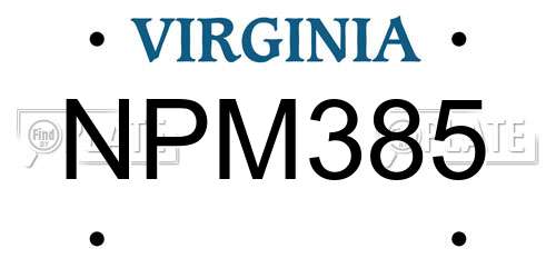 NPM385 Virginia License Plate