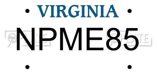 NPME85 Virginia License Plate