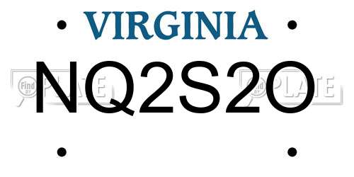 NQ2S2O Virginia License Plate
