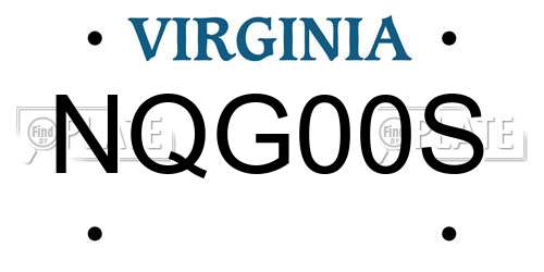 NQG00S Virginia License Plate