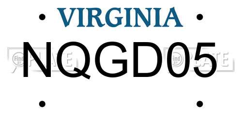 NQGD05 Virginia License Plate