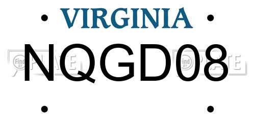 NQGD08 Virginia License Plate
