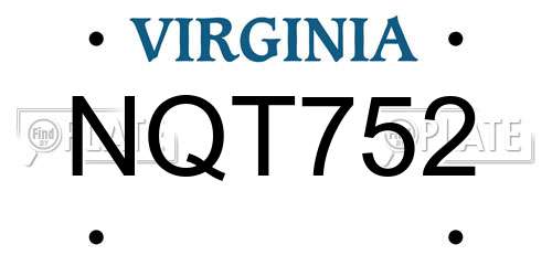 NQT752 Virginia License Plate
