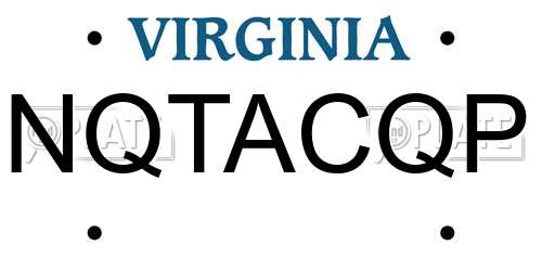NQTACQP Virginia License Plate