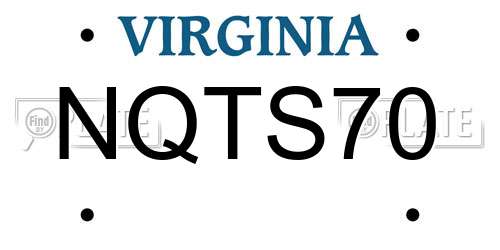 NQTS70 Virginia License Plate