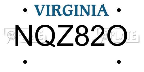 NQZ82O Virginia License Plate