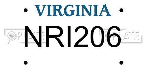 NRI206 Virginia License Plate