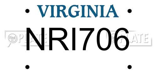 NRI706 Virginia License Plate