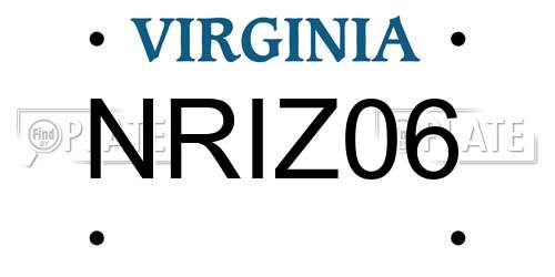 NRIZ06 Virginia License Plate