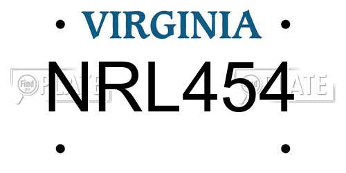 NRL454 Virginia License Plate