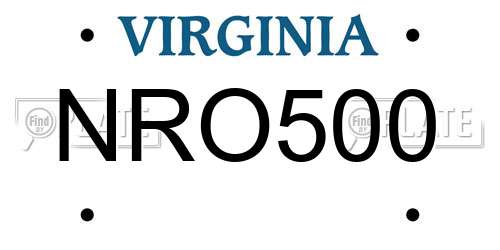 NRO500 Virginia License Plate