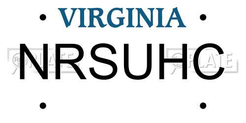 NRSUHC Virginia License Plate