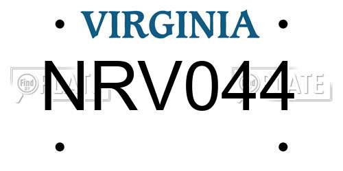 NRV044 Virginia License Plate