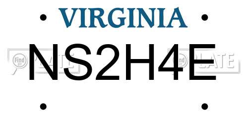 NS2H4E Virginia License Plate