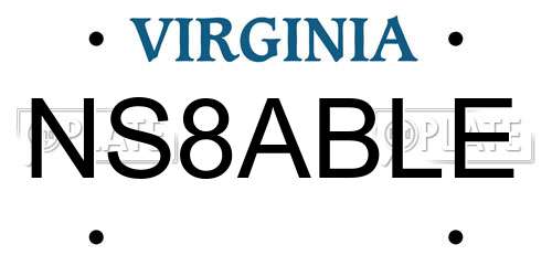 NS8ABLE Virginia License Plate