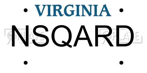 NSQARD Virginia License Plate