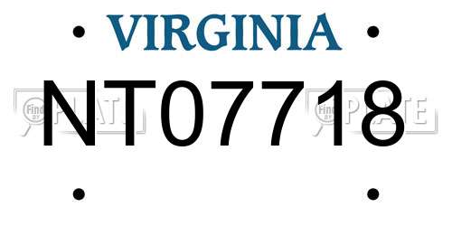 NT07718 Virginia License Plate