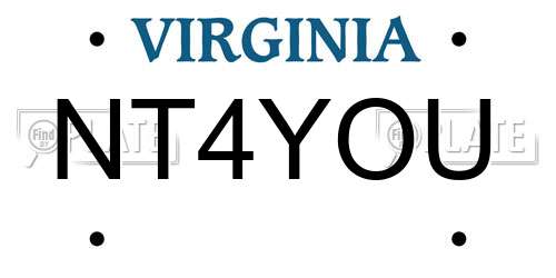 NT4YOU Virginia License Plate