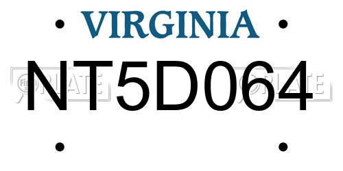 NT5D064 Virginia License Plate