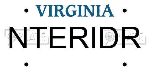 NTERIDR Virginia License Plate