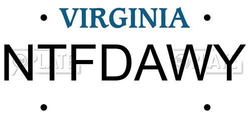 NTFDAWY Virginia License Plate