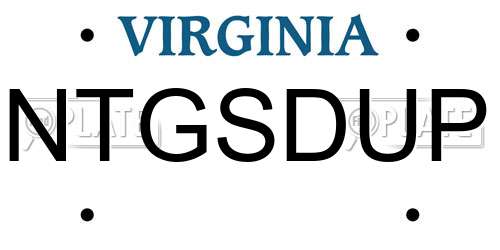NTGSDUP Virginia License Plate