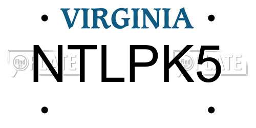 NTLPK5 Virginia License Plate