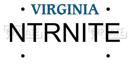 NTRNITE Virginia License Plate