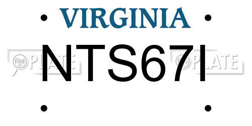 NTS67I Virginia License Plate