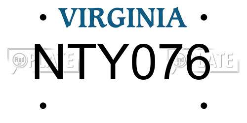 NTY076 Virginia License Plate