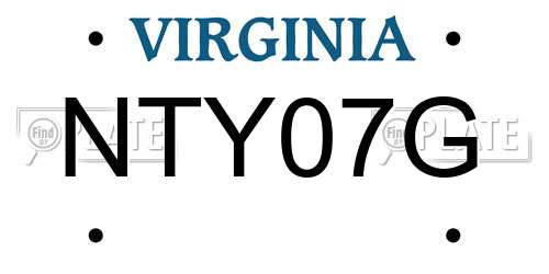 NTY07G Virginia License Plate