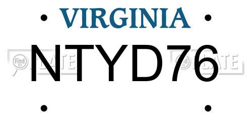 NTYD76 Virginia License Plate