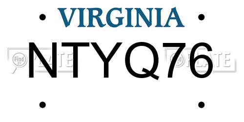 NTYQ76 Virginia License Plate