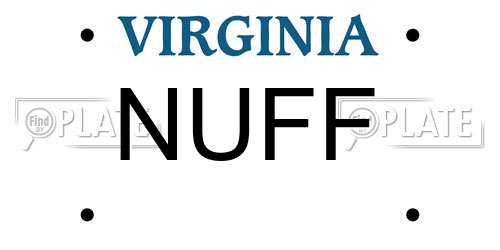 NUFF Virginia License Plate