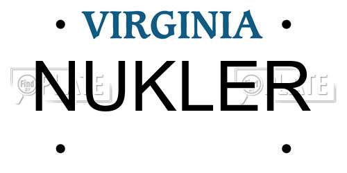 NUKLER Virginia License Plate
