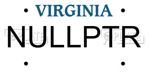 NULLPTR Virginia License Plate